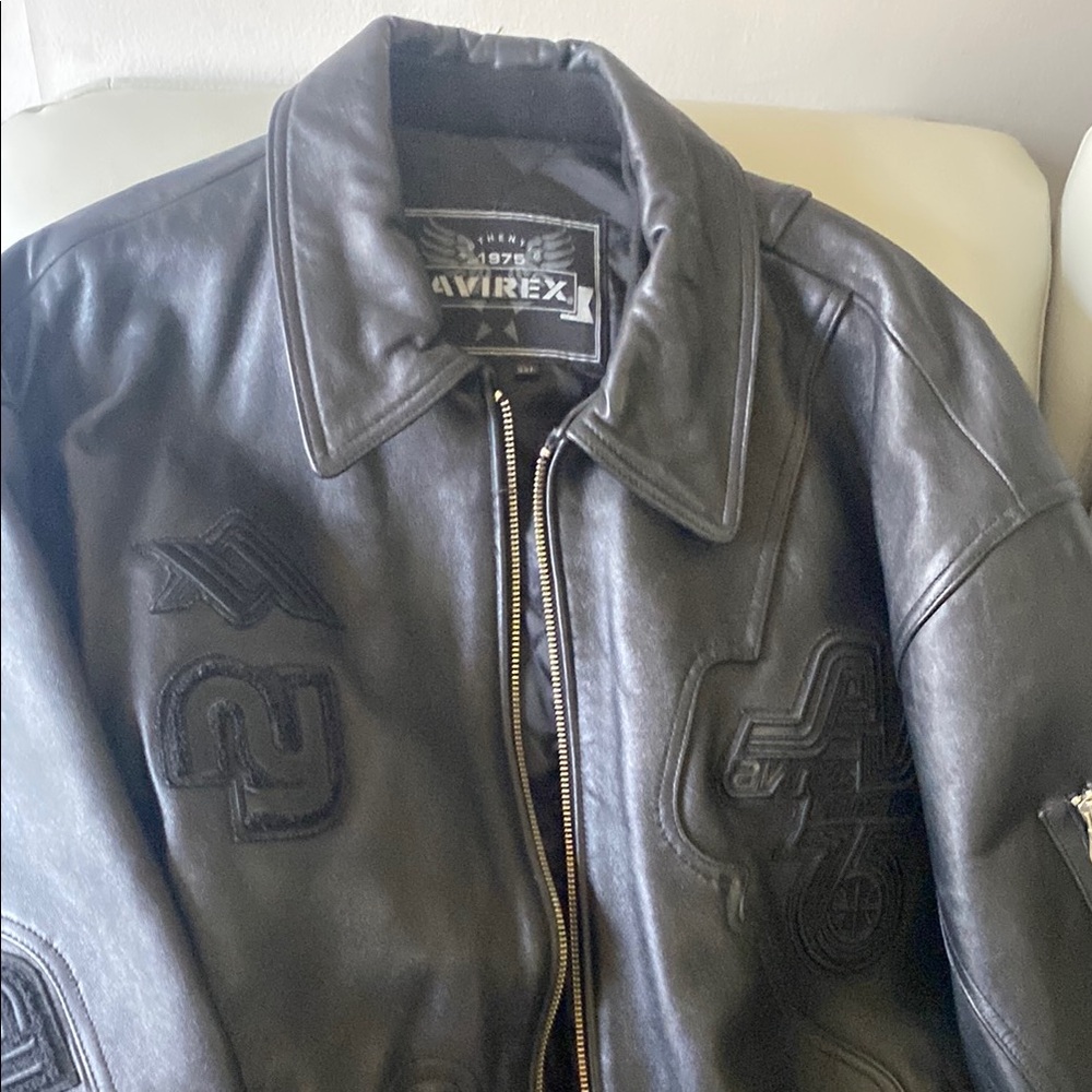Vintage Avirex Black Leather Jacket for Men